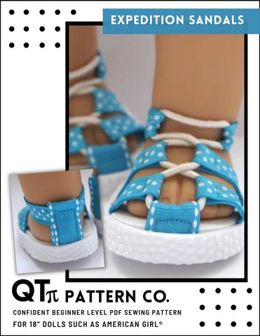 QTπ Pattern Co Shoes Expedition Sandals 18" Doll Shoes Pixie Faire