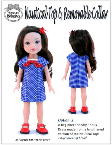 Forever 18 Inches WellieWishers Nautical Top & Removable Collar 13-14.5" Doll Clothes Pattern Pixie Faire