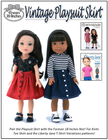 Forever 18 Inches 18 Inch Modern Vintage Playsuit Skirt 14-15" Doll Clothes Pattern Pixie Faire