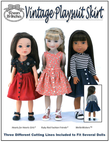 Forever 18 Inches 18 Inch Modern Vintage Playsuit Skirt 14-15" Doll Clothes Pattern Pixie Faire