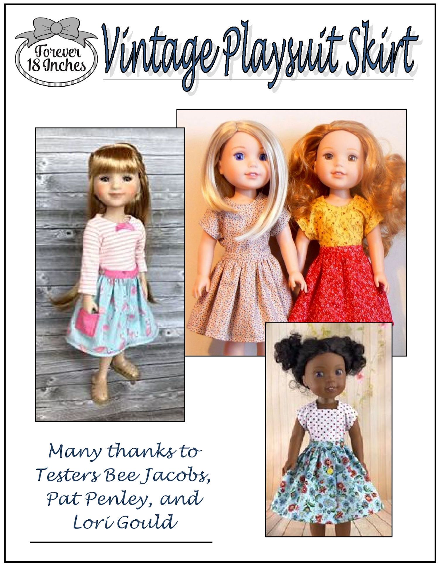 Forever 18 Inches 18 Inch Modern Vintage Playsuit Skirt 14-15" Doll Clothes Pattern Pixie Faire