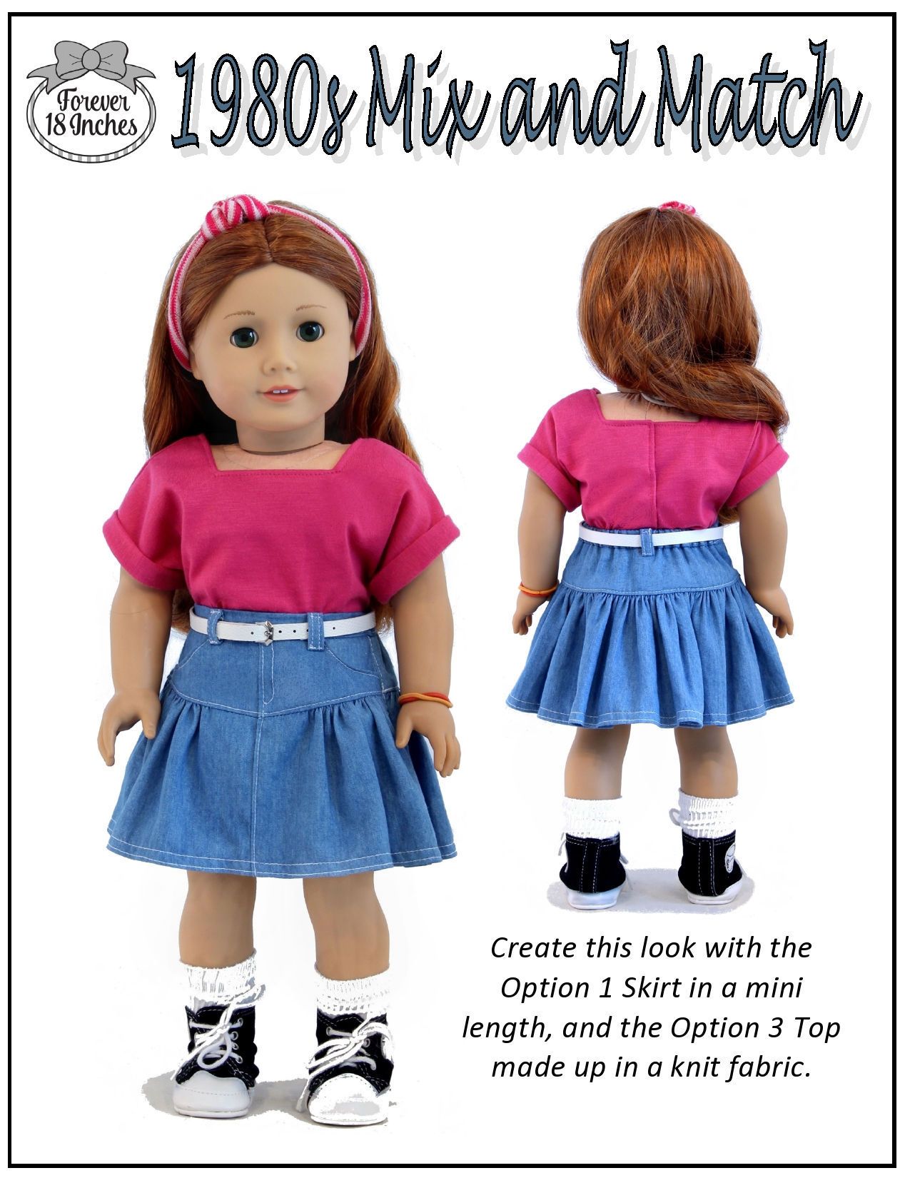 Forever 18 Inches 18 Inch Historical 1980s Mix and Match 18" Doll Clothes Pattern Pixie Faire