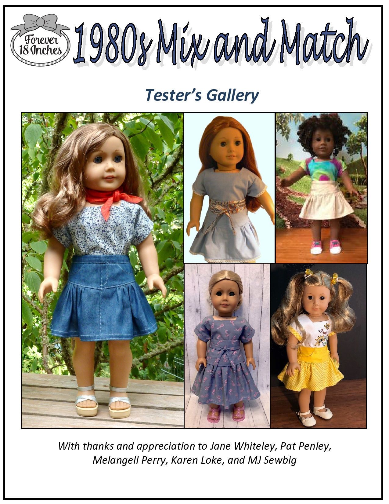 Forever 18 Inches 18 Inch Historical 1980s Mix and Match 18" Doll Clothes Pattern Pixie Faire