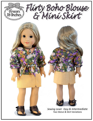 Forever 18 Inches 18 Inch Modern Flirty Boho Blouse 18" Doll Clothes Pattern Pixie Faire