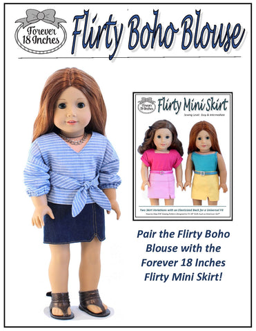 Forever 18 Inches 18 Inch Modern Flirty Boho Blouse 18" Doll Clothes Pattern Pixie Faire