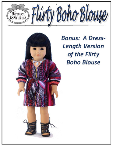 Forever 18 Inches 18 Inch Modern Flirty Boho Blouse 18" Doll Clothes Pattern Pixie Faire