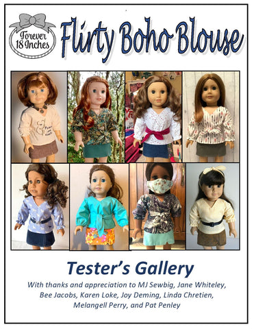 Forever 18 Inches 18 Inch Modern Flirty Boho Blouse 18" Doll Clothes Pattern Pixie Faire
