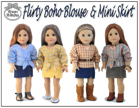 Forever 18 Inches 18 Inch Modern Flirty Boho Blouse 18" Doll Clothes Pattern Pixie Faire