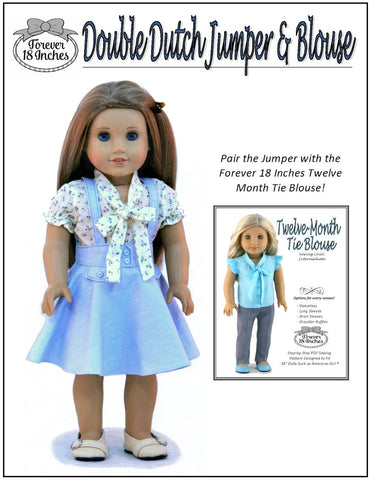 Forever 18 Inches 18 inch Historical Double Dutch Jumper and Blouse 18" Doll Clothes Pattern Pixie Faire