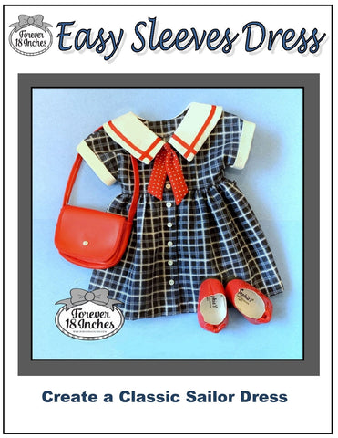Forever 18 Inches 18 Inch Modern Easy Sleeves Dress 18" Doll Clothes Pattern Pixie Faire