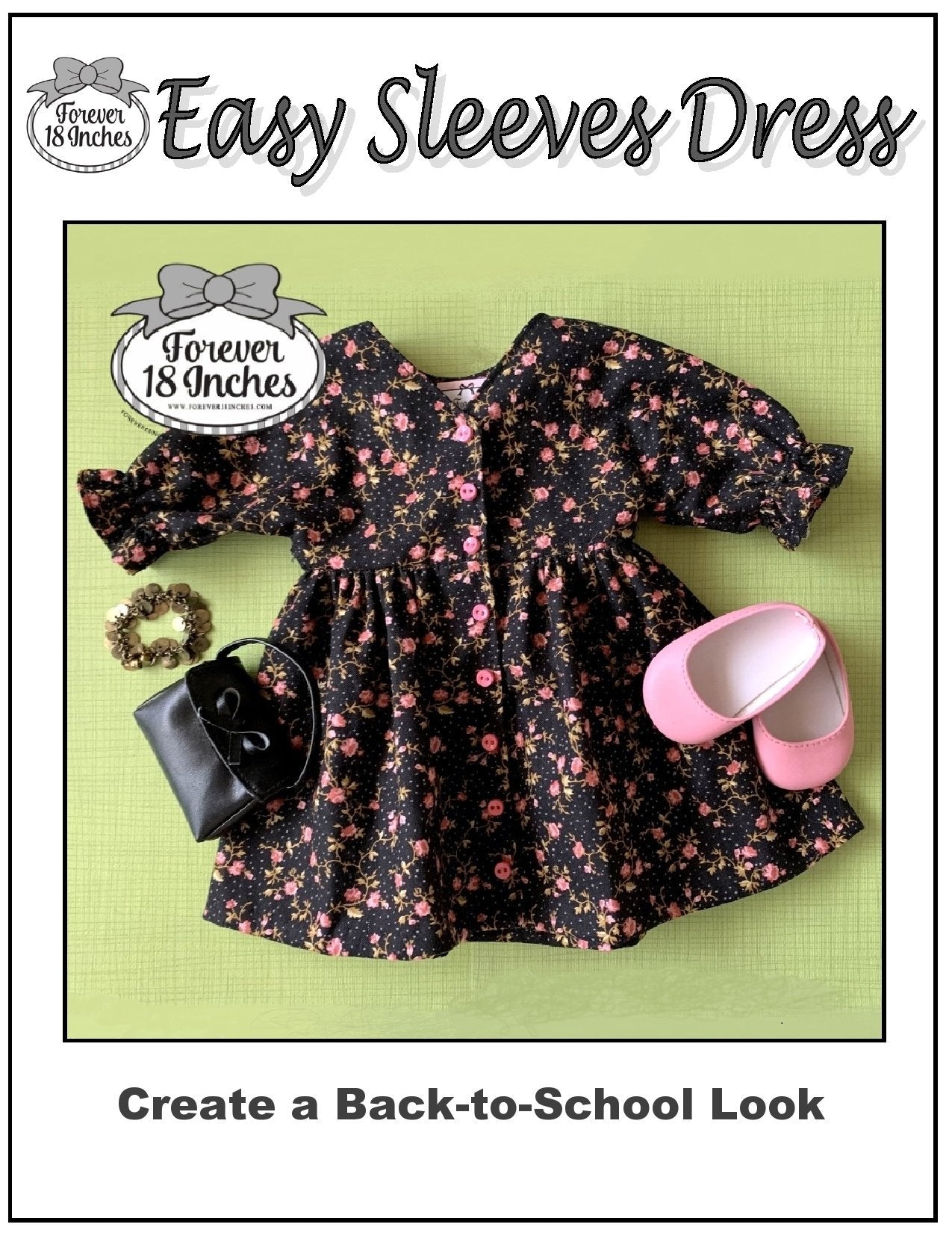 Forever 18 Inches 18 Inch Modern Easy Sleeves Dress 18" Doll Clothes Pattern Pixie Faire