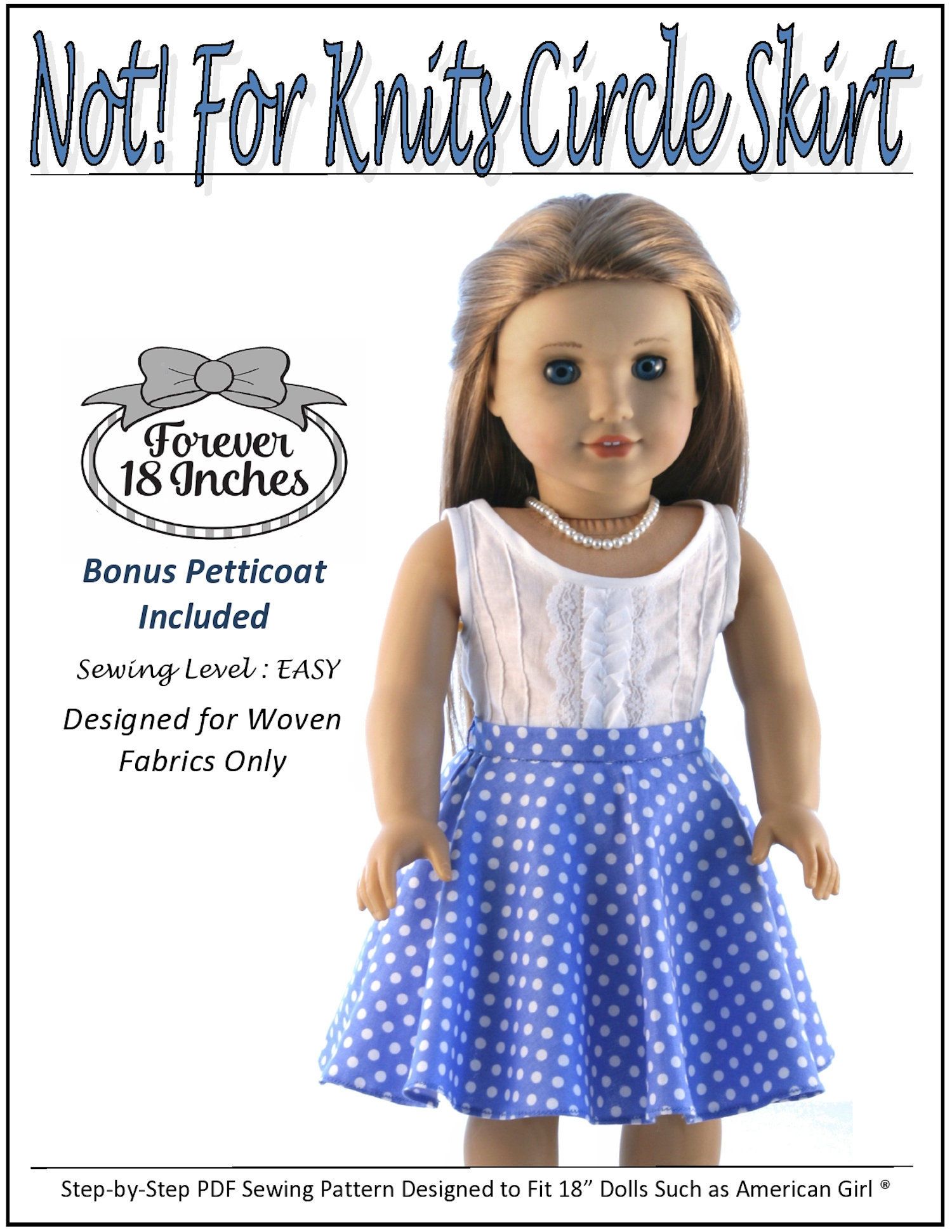 Forever 18 Inches 18 Inch Modern NOT! for Knits Circle Skirt 18" Doll Clothes Pixie Faire