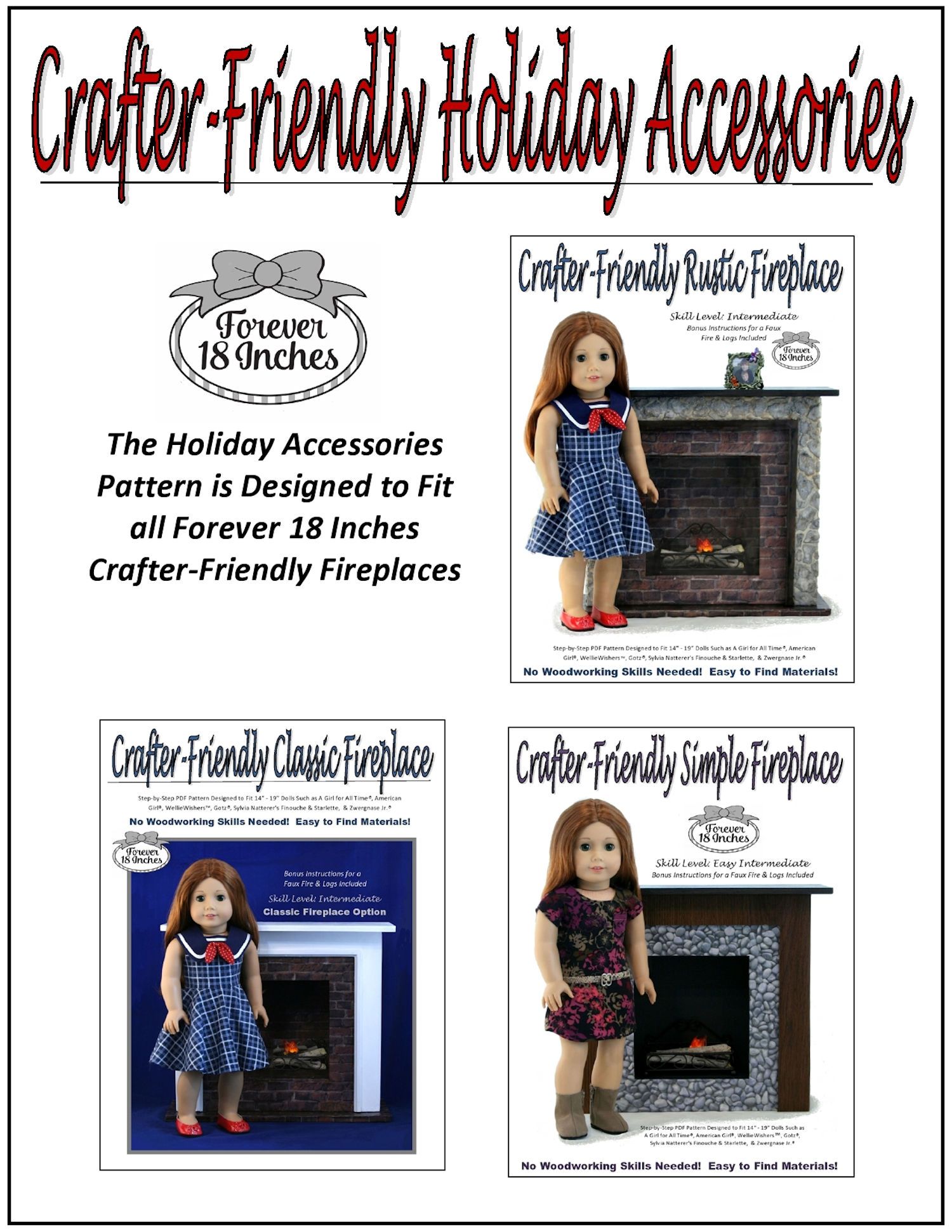 Forever 18 Inches 18 Inch Modern Crafter-Friendly Holiday Accessories for Dolls Pixie Faire