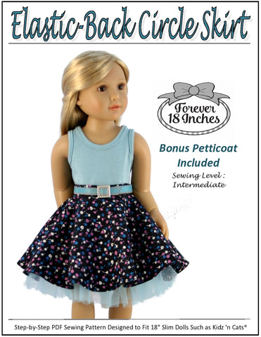 Forever 18 Inches Kidz n Cats Elastic-Back Circle Skirt for Kidz N Cats Dolls Pixie Faire