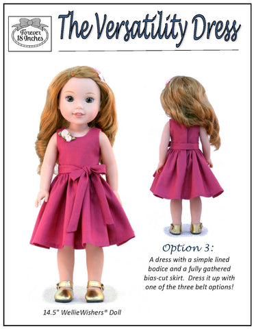 Forever 18 Inches WellieWishers The Versatility Dress 14-15" Doll Clothes Pattern Pixie Faire