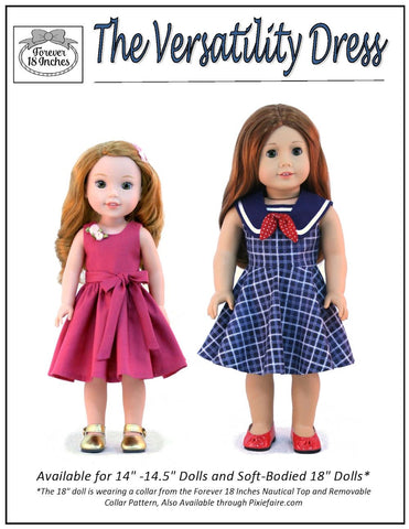 Forever 18 Inches WellieWishers The Versatility Dress 14-15" Doll Clothes Pattern Pixie Faire