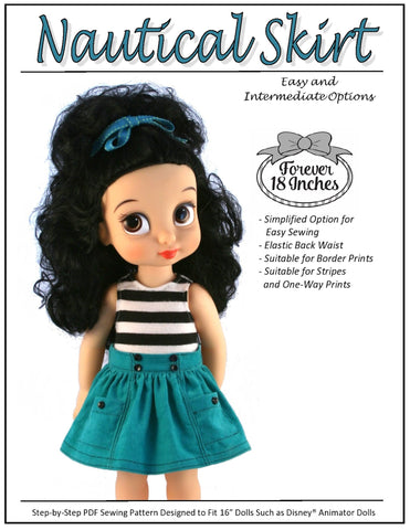 Forever 18 Inches Disney Animator Nautical Skirt for Disney Animator Dolls Pixie Faire