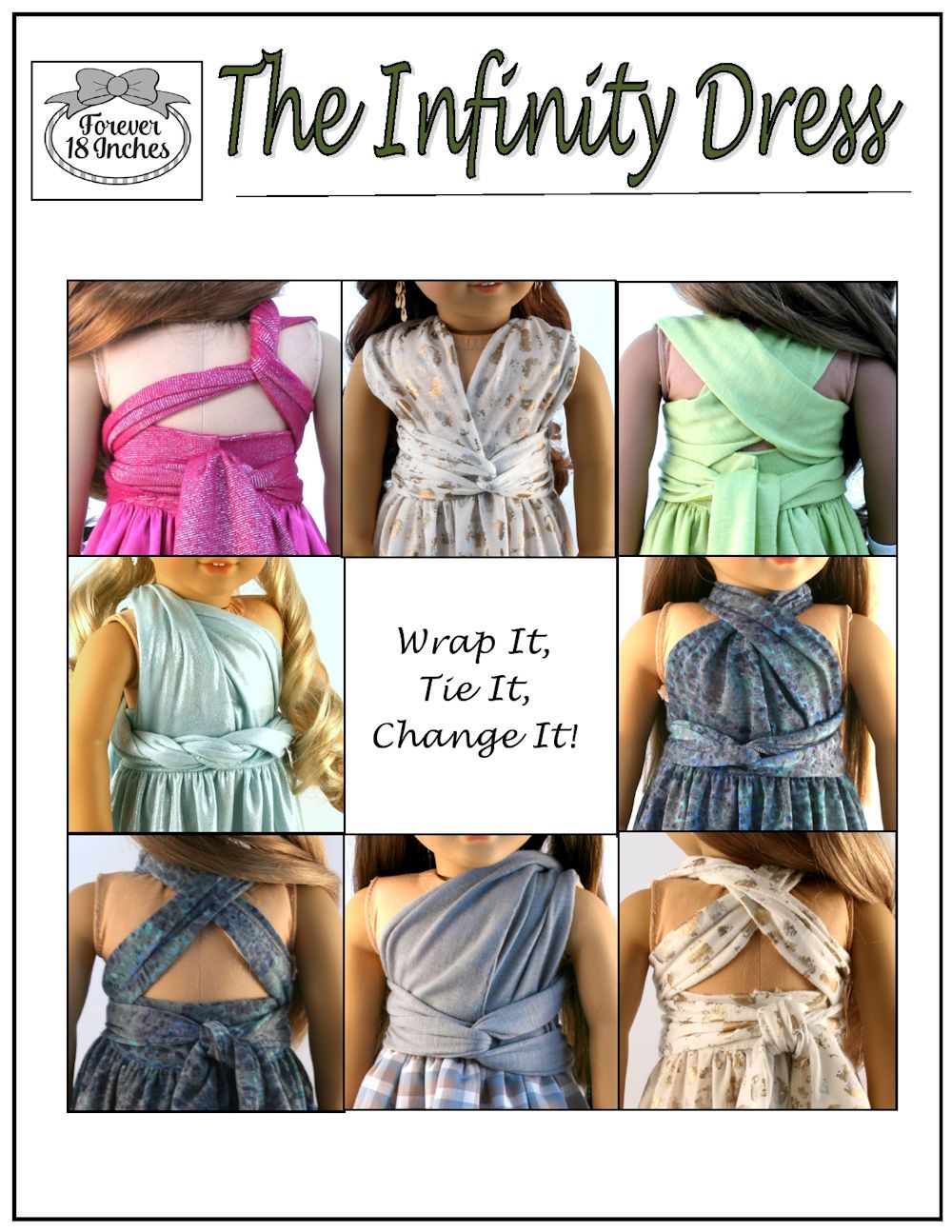Forever 18 Inches 18 Inch Modern Infinity Dress 18" Doll Clothes Pattern Pixie Faire