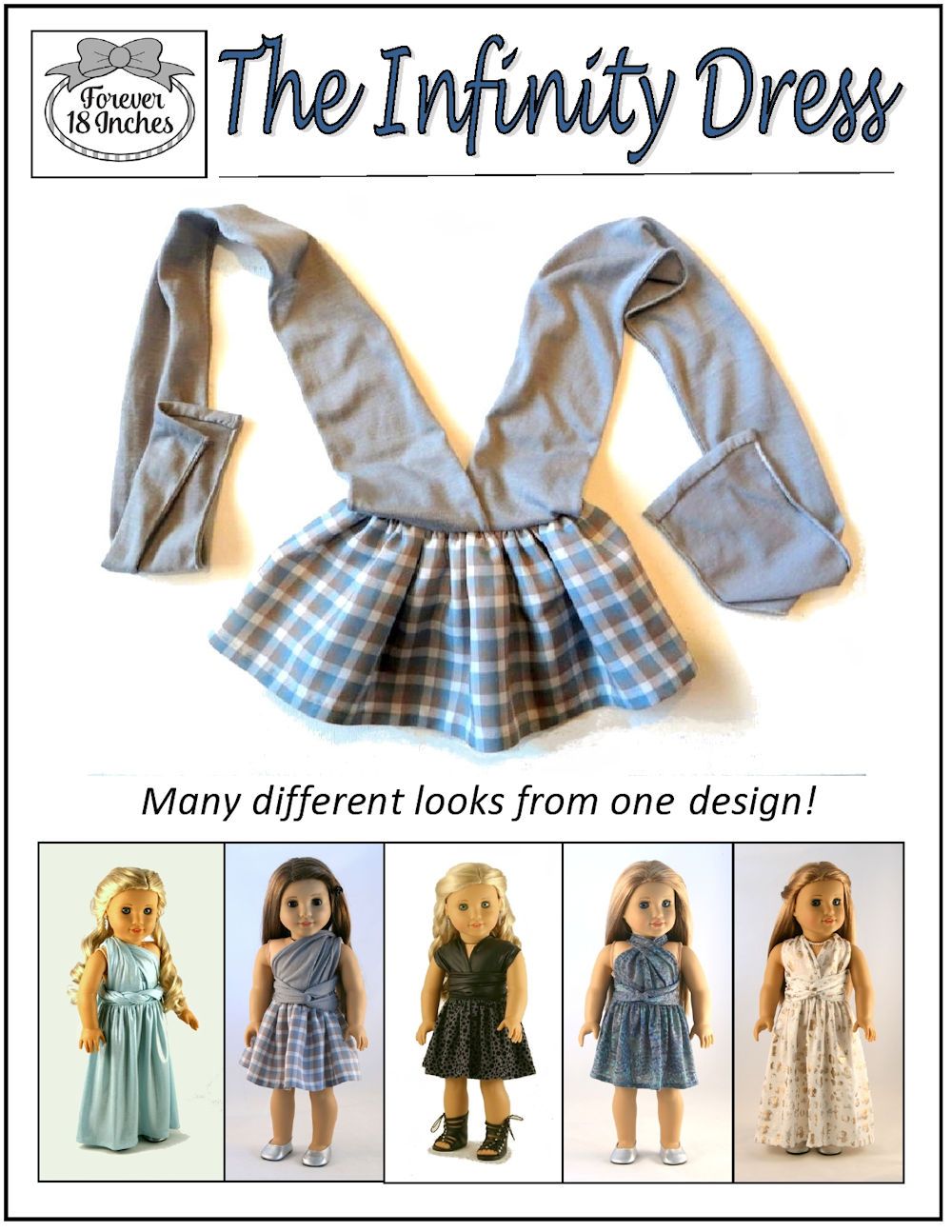 Forever 18 Inches 18 Inch Modern Infinity Dress 18" Doll Clothes Pattern Pixie Faire