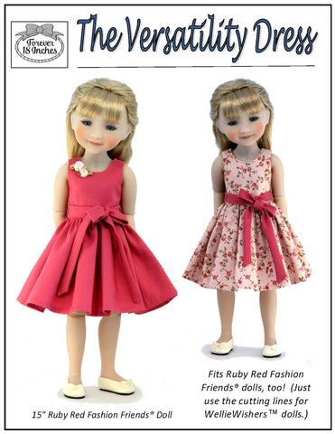 Forever 18 Inches WellieWishers The Versatility Dress 14-15" Doll Clothes Pattern Pixie Faire