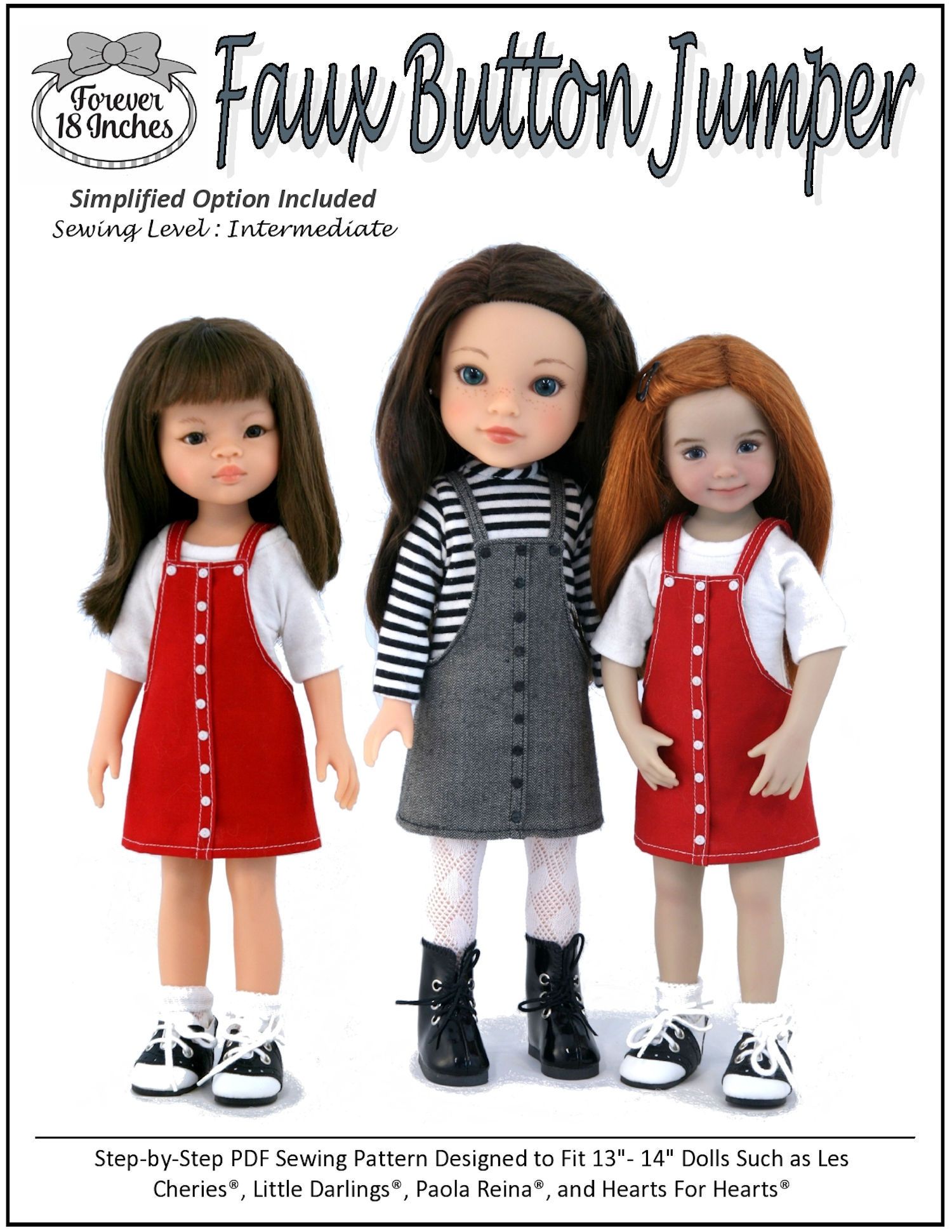 Forever 18 Inches H4H/Les Cheries Faux Button Jumper for 13" - 14" Dolls Pixie Faire