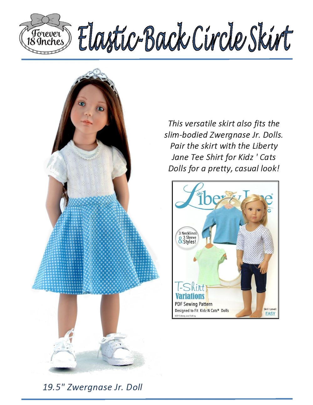Forever 18 Inches Journey Girl Elastic Back Circle Skirt for 18” Journey Girls and 19” Gotz Dolls Pixie Faire