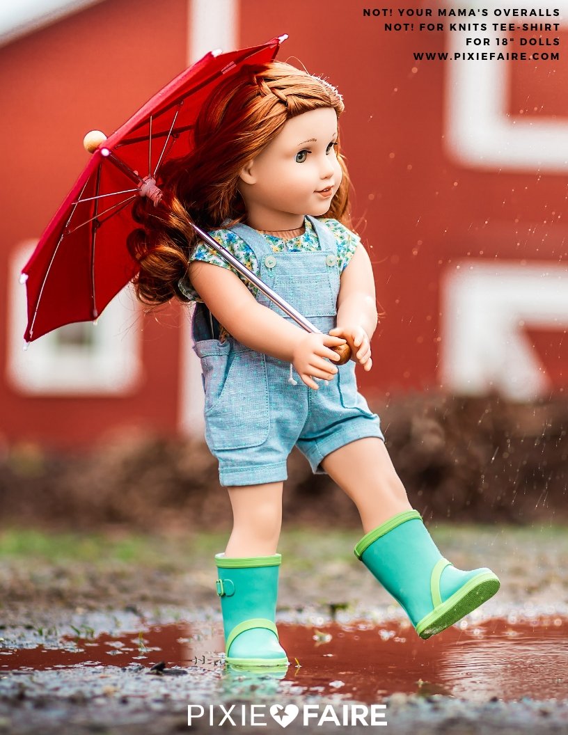 Forever 18 Inches 18 Inch Modern NOT!  Your Mama's Overalls 18" Doll Clothes Pixie Faire