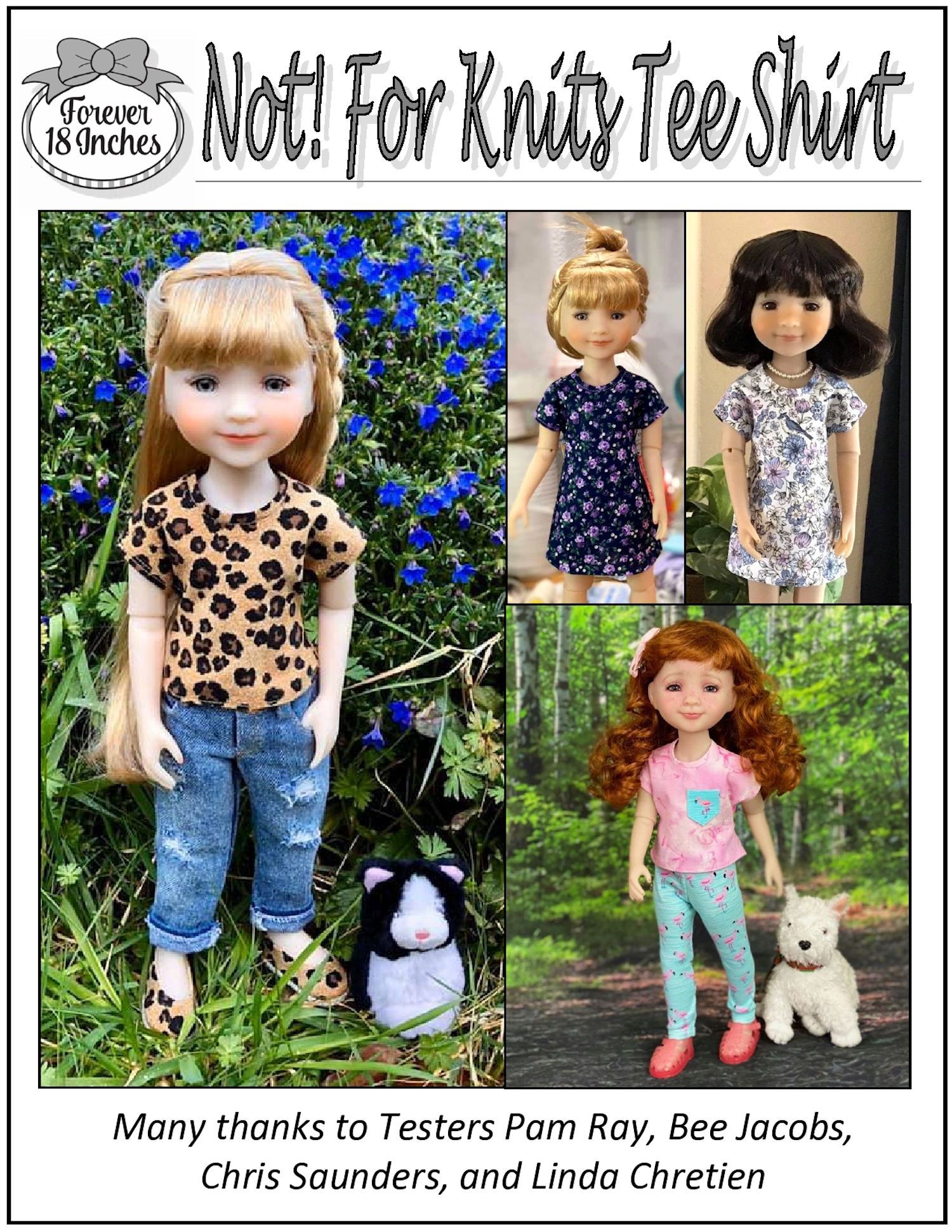 Forever 18 Inches Ruby Red Fashion Friends NOT! For Knits Tee-Shirt Pattern for 15" Ruby Red Fashion Friends Dolls Pixie Faire