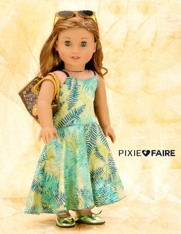 Forever 18 Inches 18 Inch Modern Serenade Maxi Dress 18" Doll Clothes Pattern Pixie Faire