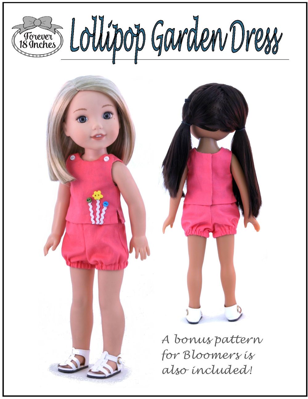 Forever 18 Inches WellieWishers Lollipop Garden Dress 14-14.5" Doll Clothes Pattern Pixie Faire