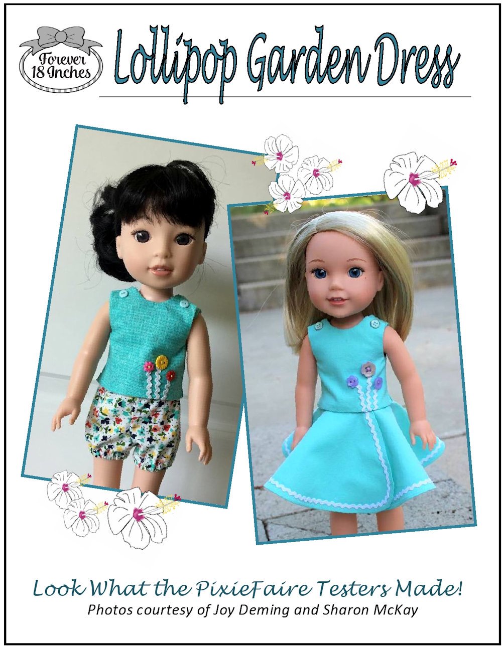 Forever 18 Inches WellieWishers Lollipop Garden Dress 14-14.5" Doll Clothes Pattern Pixie Faire