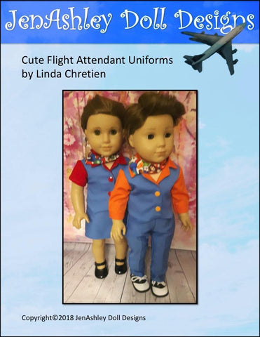 Jen Ashley Doll Designs 18 Inch Modern Welcome Aboard! Flight Attendant Uniform 18" Doll Clothes Pattern Pixie Faire