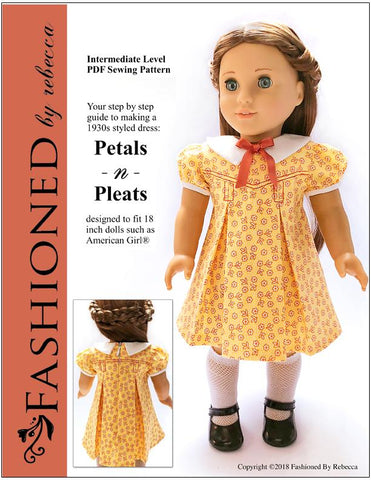 Fashioned by Rebecca 18 Inch Historical Petals-n-Pleats 18" Doll Clothes Pattern Pixie Faire