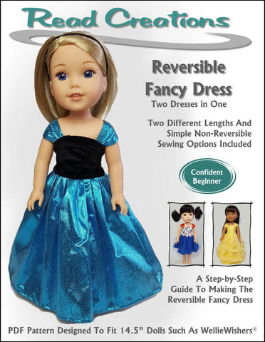 Read Creations WellieWishers Reversible Fancy Dress 14.5" Doll Clothes Pattern Pixie Faire