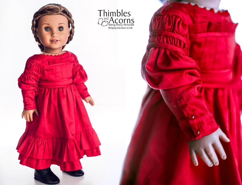 Thimbles and Acorns 18 Inch Historical Gigot Sleeve Dress 18" Doll Clothes Pixie Faire