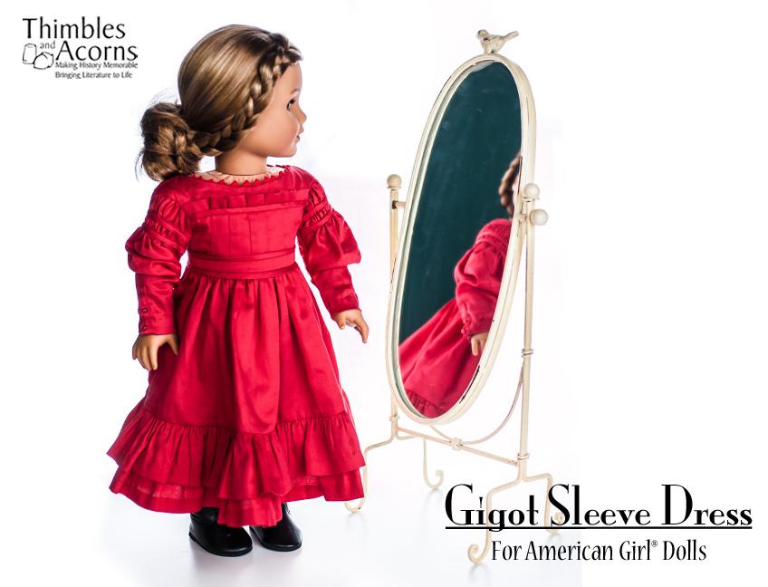 Thimbles and Acorns 18 Inch Historical Gigot Sleeve Dress 18" Doll Clothes Pixie Faire