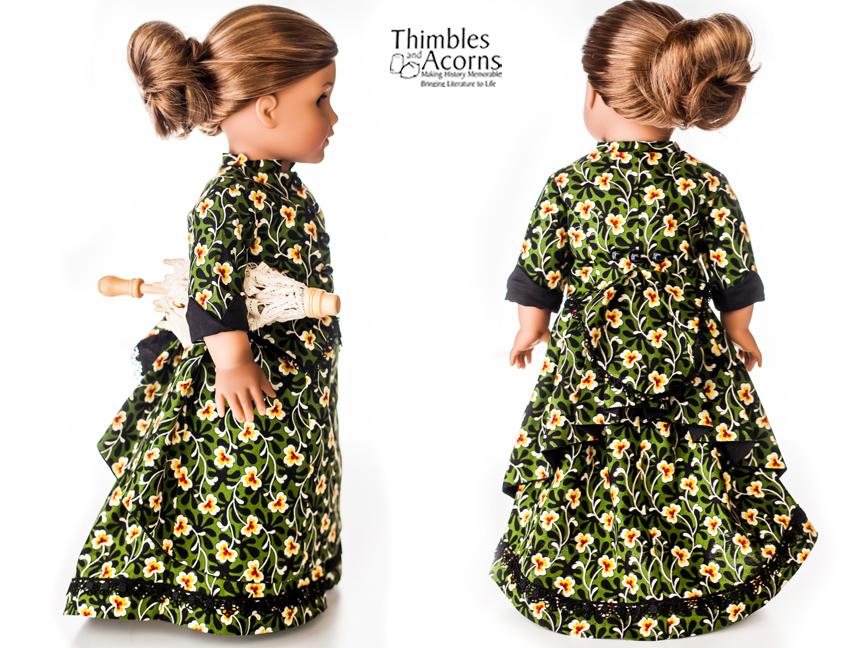 Thimbles and Acorns 18 Inch Historical 1870's Bustle Dress 18" Doll Clothes Pattern Pixie Faire