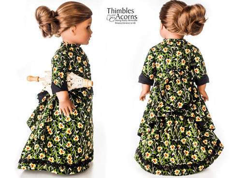 Thimbles and Acorns 18 Inch Historical 1870's Bustle Dress 18" Doll Clothes Pattern Pixie Faire