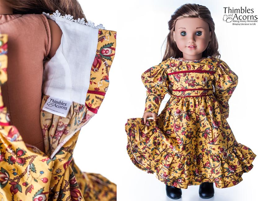Thimbles and Acorns 18 Inch Historical Gigot Sleeve Dress 18" Doll Clothes Pixie Faire