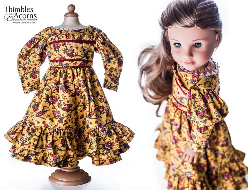 Thimbles and Acorns 18 Inch Historical Gigot Sleeve Dress 18" Doll Clothes Pixie Faire