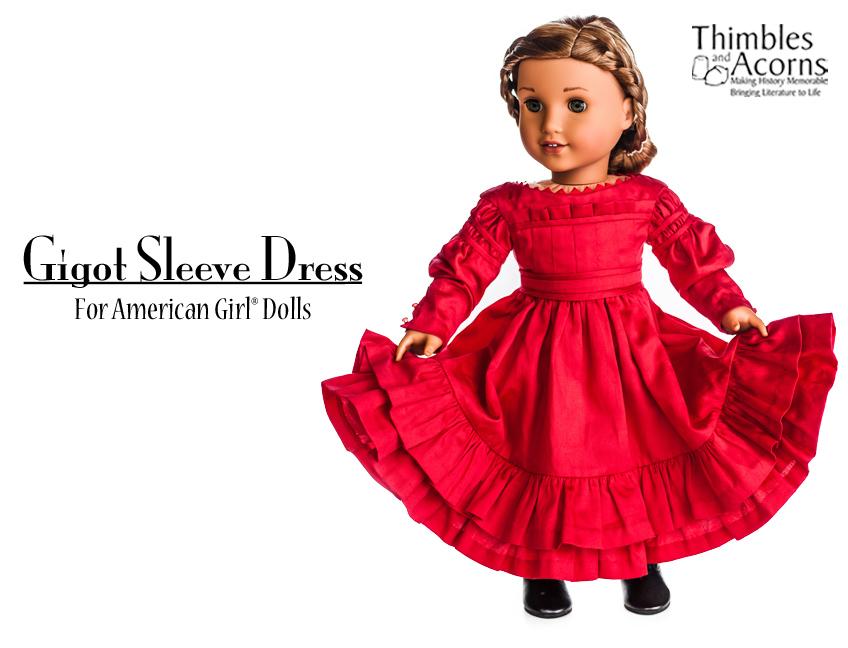 Thimbles and Acorns 18 Inch Historical Gigot Sleeve Dress 18" Doll Clothes Pixie Faire