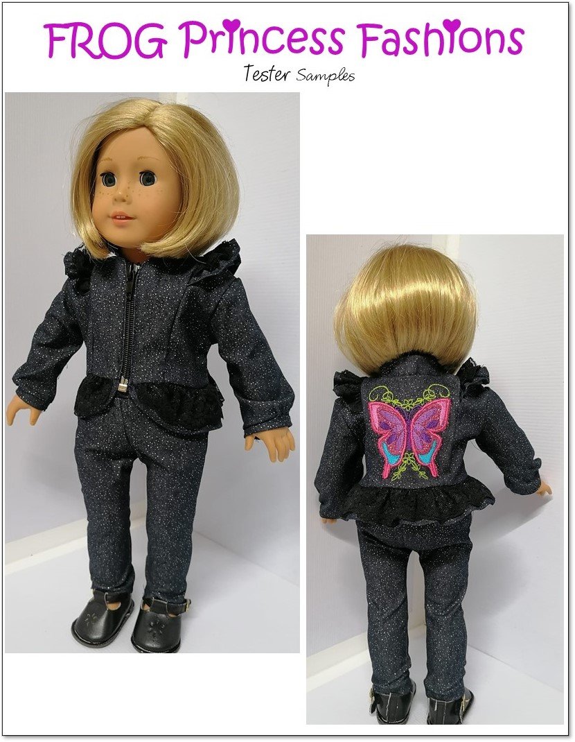 Frog Princess Fashions 18 Inch Modern Ruffles and Glam Jacket 18" Doll Clothes Pattern Pixie Faire