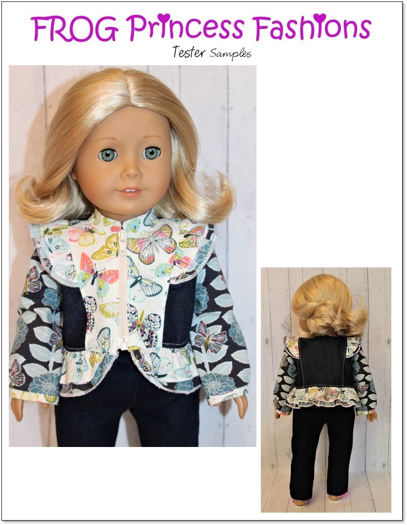 Frog Princess Fashions 18 Inch Modern Ruffles and Glam Jacket 18" Doll Clothes Pattern Pixie Faire