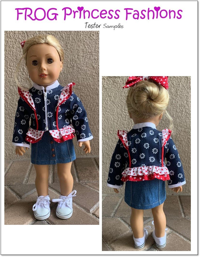 Frog Princess Fashions 18 Inch Modern Ruffles and Glam Jacket 18" Doll Clothes Pattern Pixie Faire