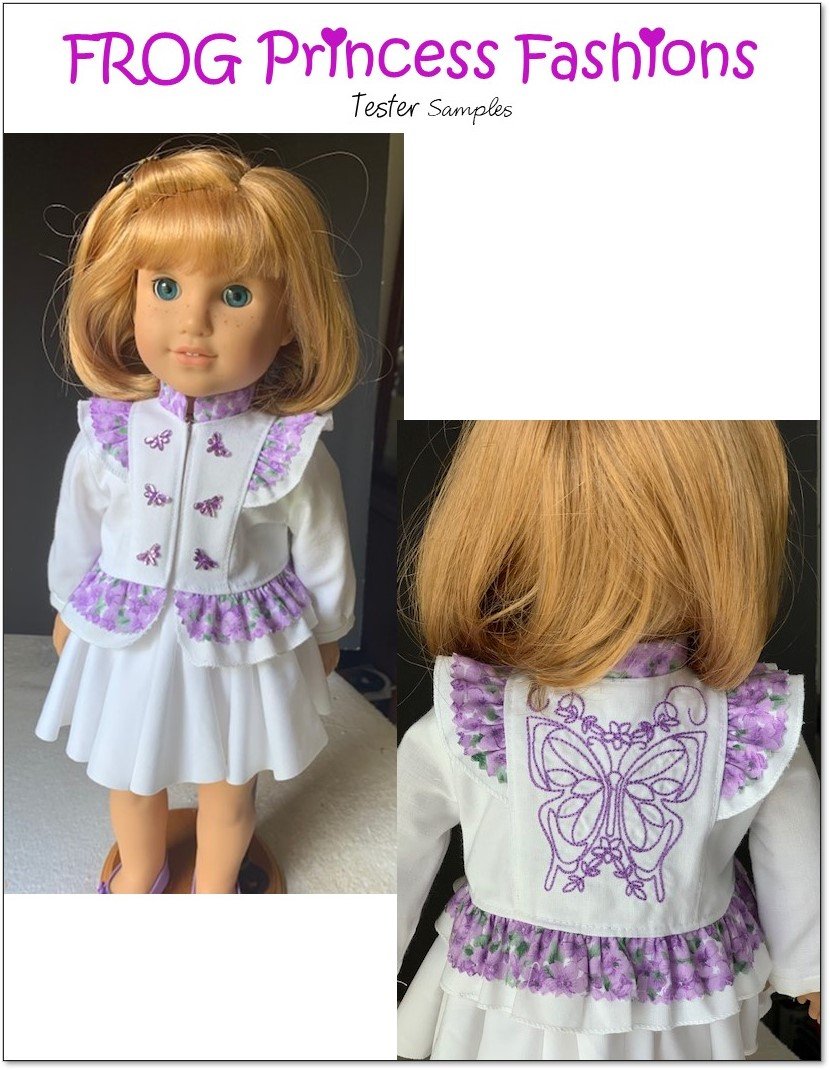 Frog Princess Fashions 18 Inch Modern Ruffles and Glam Jacket 18" Doll Clothes Pattern Pixie Faire