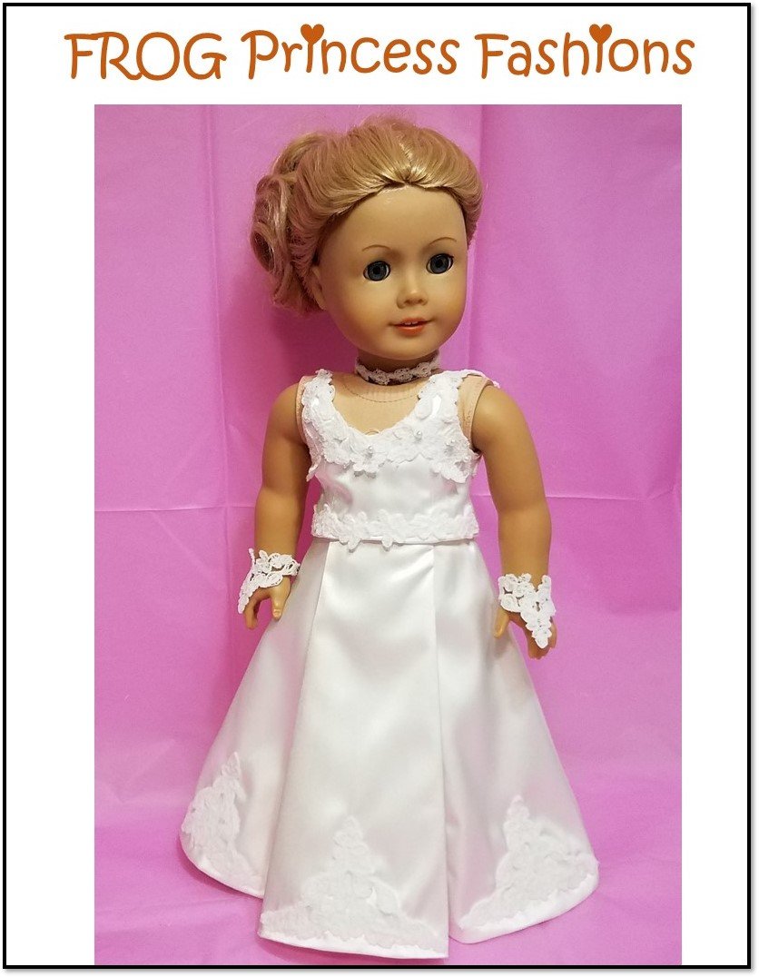 Frog Princess Fashions Machine Embroidery Design Dream Bride Complete Lace Set of 17 Machine Embroidery Designs For 18" Doll Clothes Pixie Faire