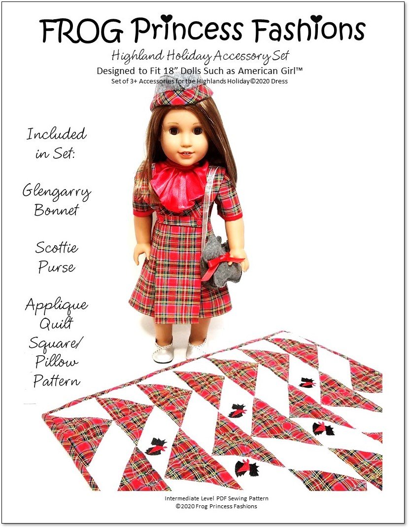 Frog Princess Fashions 18 Inch Modern Highlands Holiday BUNDLE 18" Doll Clothes Pattern Pixie Faire