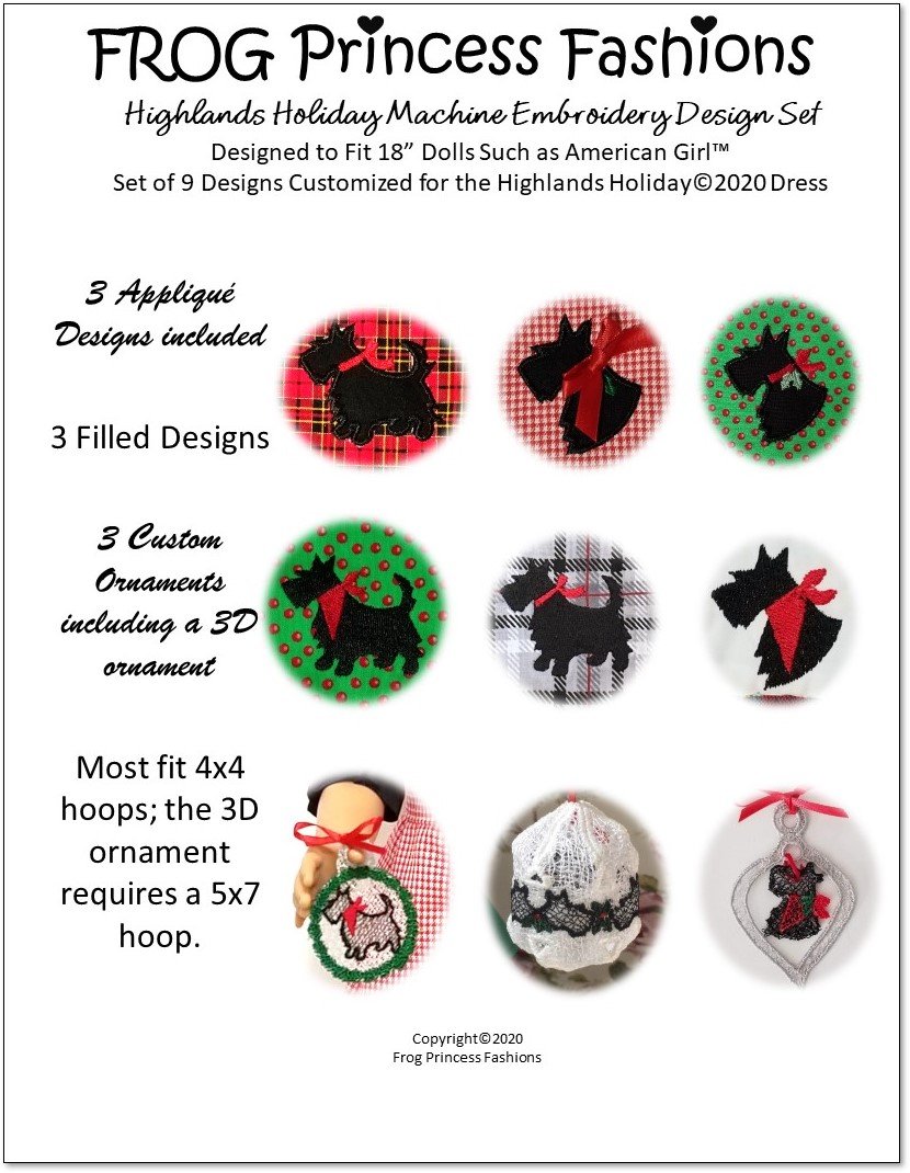 Frog Princess Fashions 18 Inch Modern Highlands Holiday BUNDLE 18" Doll Clothes Pattern Pixie Faire