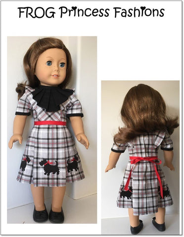 Frog Princess Fashions 18 Inch Modern Highlands Holiday Tartan Dress 18" Doll Clothes Pattern Pixie Faire