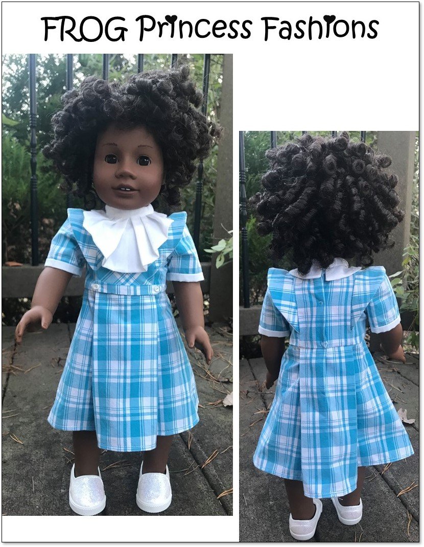 Frog Princess Fashions 18 Inch Modern Highlands Holiday Tartan Dress 18" Doll Clothes Pattern Pixie Faire